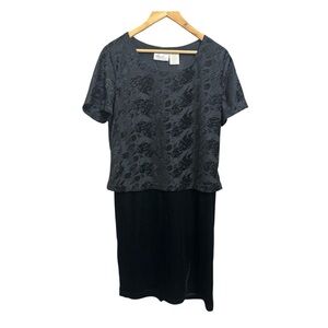 Kathie Lee Collection Black Velvet Floral Dress